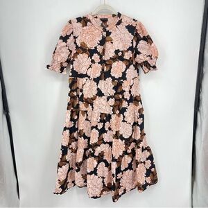 Who what wear Floral Print Short Puff Sleeve Tiered Babydoll Dress Size M pink